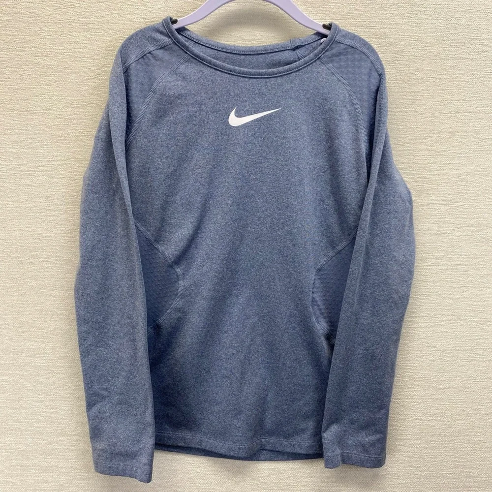 Nike Dri Fit Girls Long Sleeve Athletic Training Shirt Size M Thumbholes Wicking